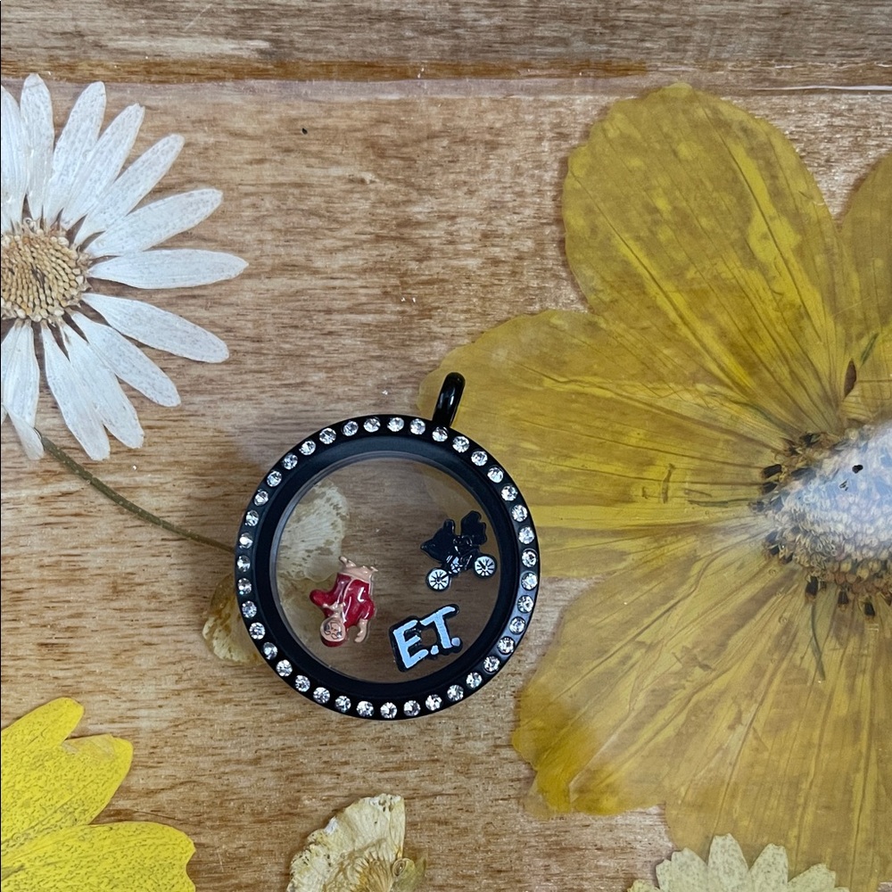 Origami Owl Black E.T. Locket with Rhinestones